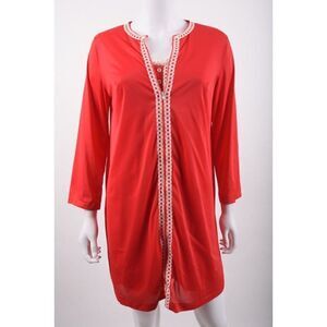 Vintage Womens Peignoir Babydoll Nightgown Pajama set + Robe Red Lace Trim Short